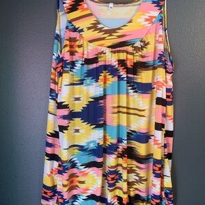 SHEIN Multicolor Southwest Aztec Print Dress